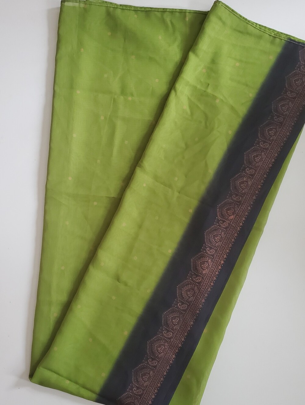 Olive Green w. Black & Copper Border Scarf